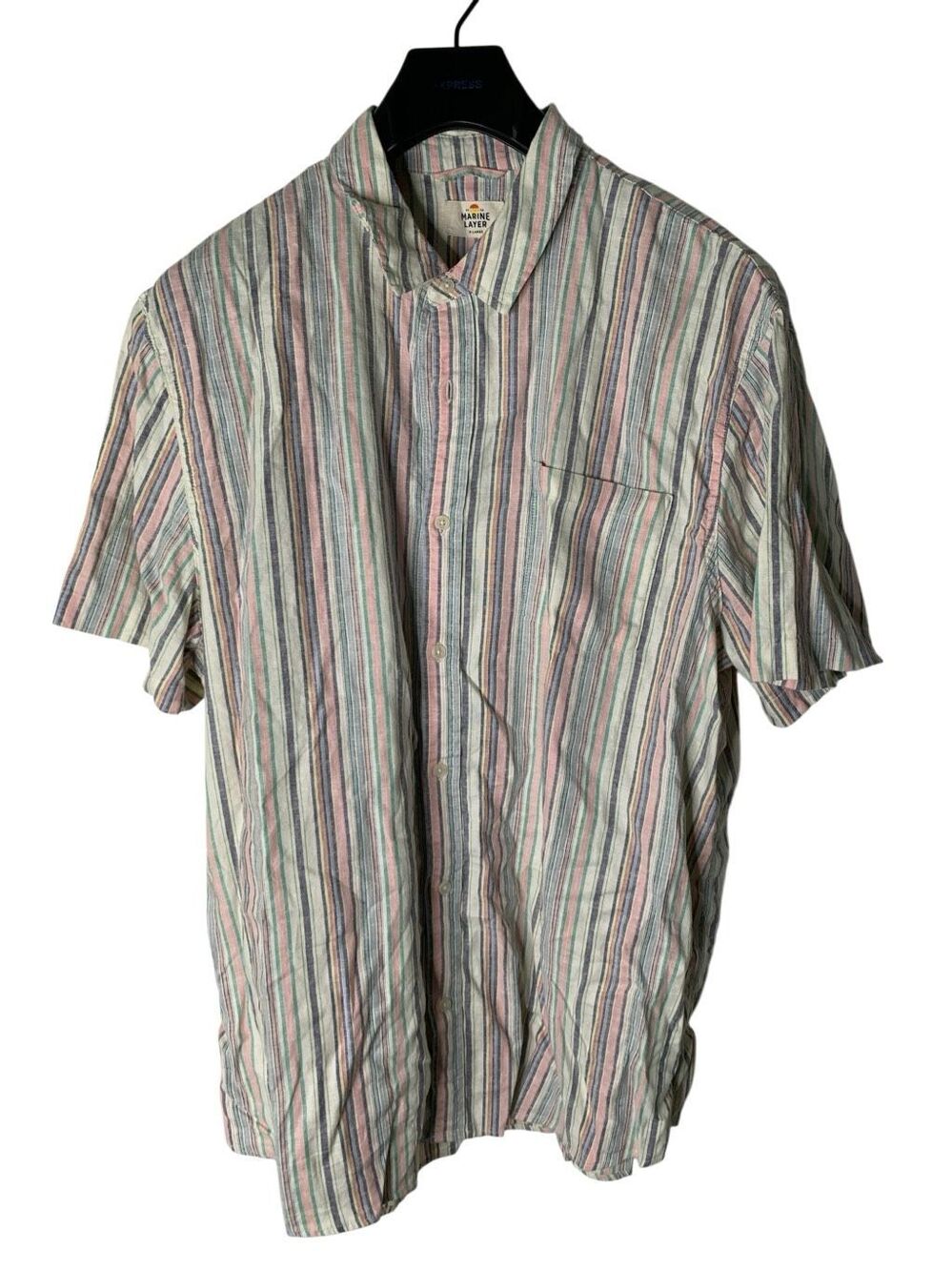 Marine Layer Hemp Fortex short sleeve shirt stripe men's size XL